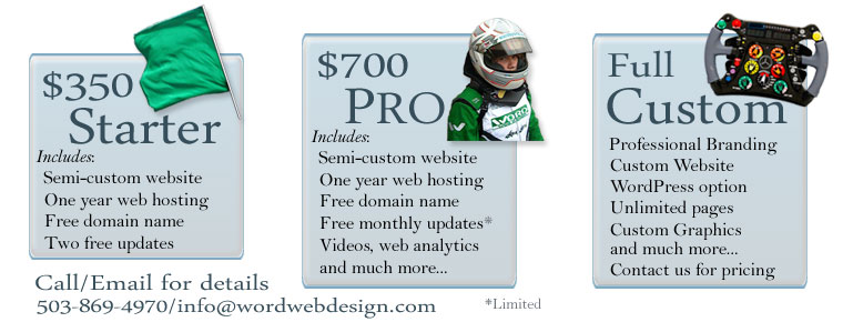 website packages for race teams